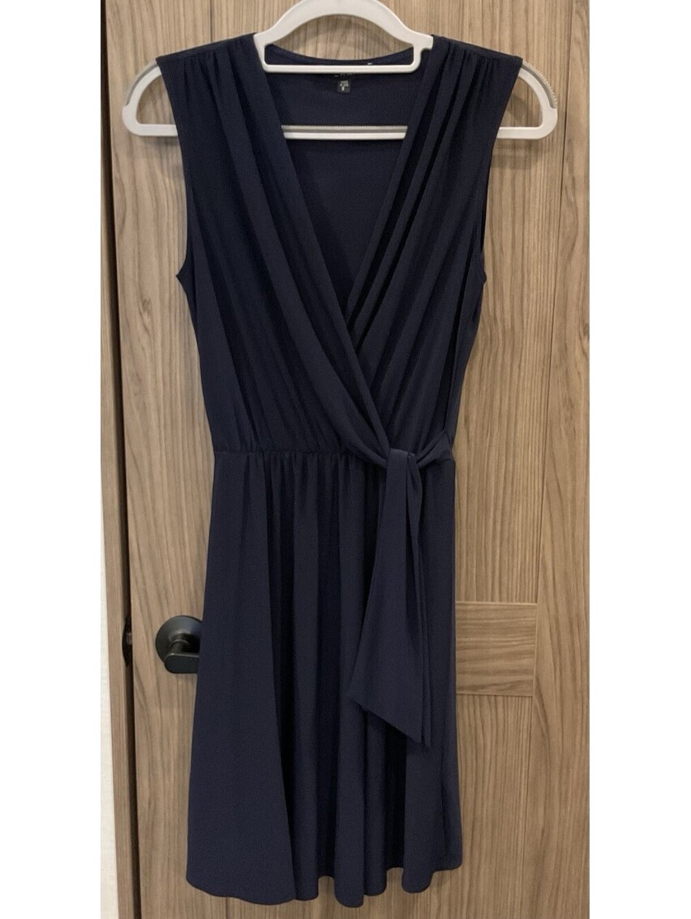 Tahari Womens V Neck Sleeveless Dark Blue Dress Size S